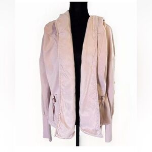 Young Fabulous And Broke Cardigan Jacket Sz M BLUSH Pink Hooded Wrap Drawstring
